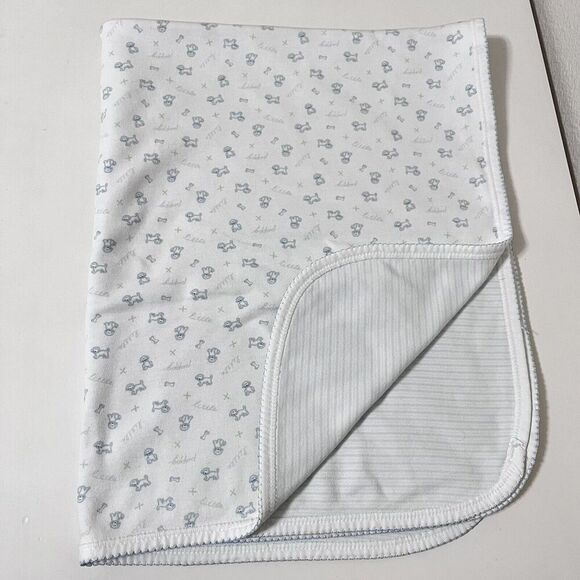 Nordstrom Baby Blue Little Puppy Dog Striped Boys Baby Blanket Lovey Lovie - Picture 1 of 16